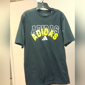 Adidas Men's Black Tee with Yellow Accents
